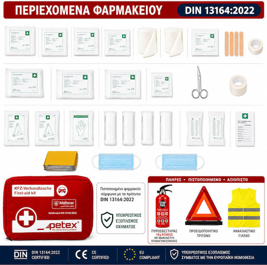 Car Emergency Kit with First Aid Kit Fire Extinguisher Warning Triangle & Reflective Vest