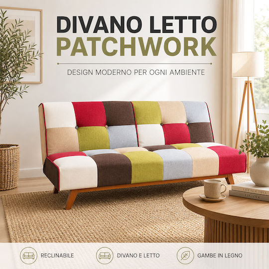 Patchwork Τριθέσιος Καναπές Κρεβάτι 180x83.5x78εκ.