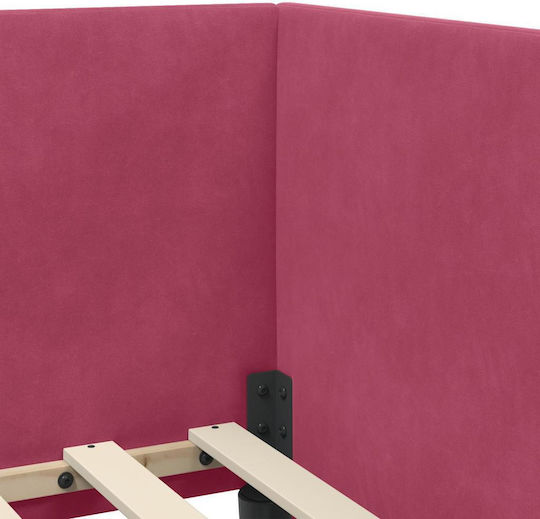 Ein Einzelbett Mit Samt Rote Samt Mit Lattenrost & Matratze 100x200cm