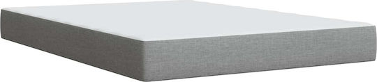 Pat De Perete Dublu Tapițat Cu Catifea Gri Deschis Cu Plăci Și Saltea 140x200cm