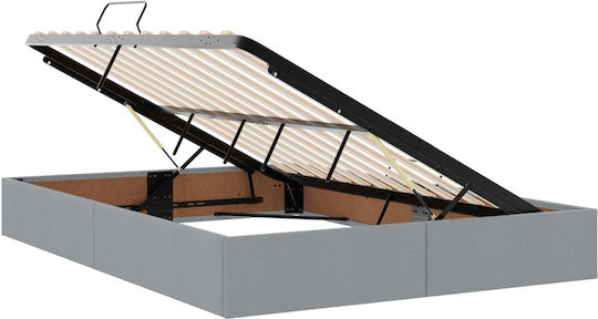 Wandbett Doppelt Bezogen Mit Samt Hellgrau Mit Lattenrost & Matratze 140x190cm