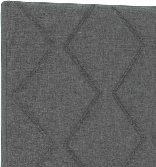 Wall Bed Single Upholstered with Fabric Dark Grey with Slats and Mattress 90x200cm