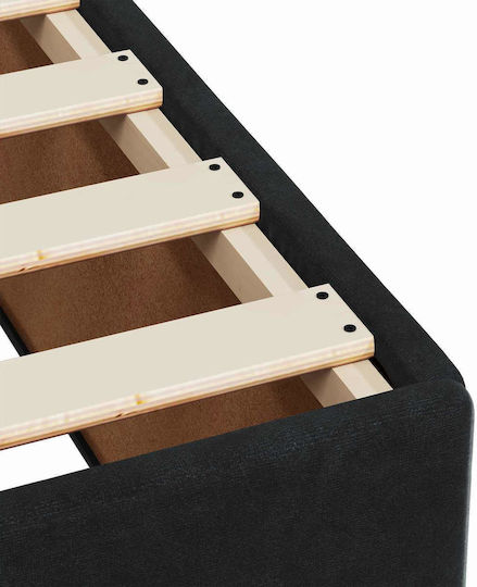 Doppelbett Bezogen mit Samt Schwarz mit Lattenrost & Matratze 140x200cm