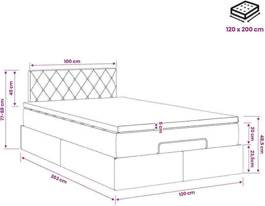 Halbhochbett Mit Samt Dunkelgrau Mit Lattenrost & Matratze 120x200cm