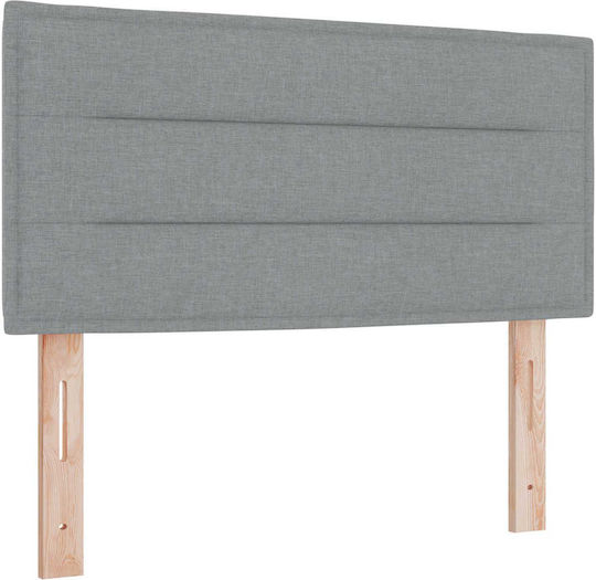 Pat Single Tapițat cu Material Gri Deschis cu Plăci și Saltea 80x200cm