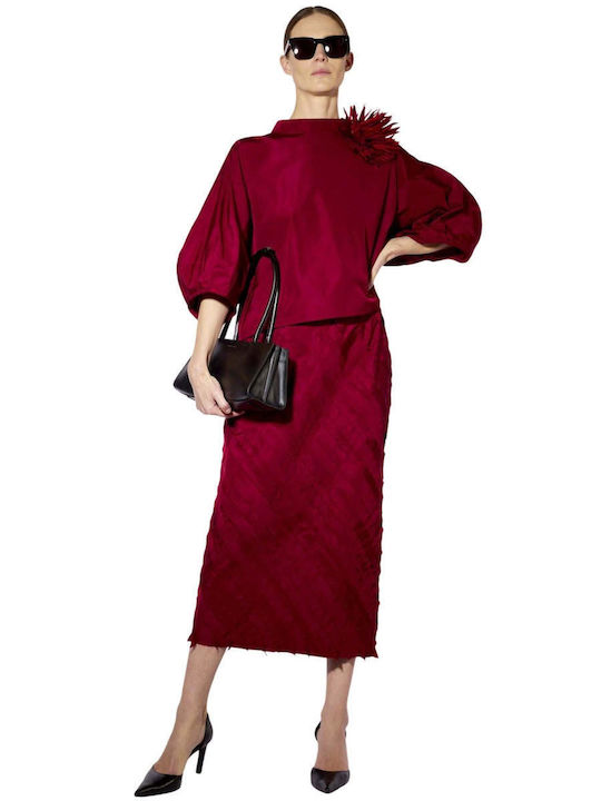 Women's Blouse with 3/4 Sleeve Burgundy