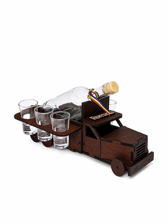 Velve Carafă de Servire 18cm cu Dop și Pahare Maro 700ml