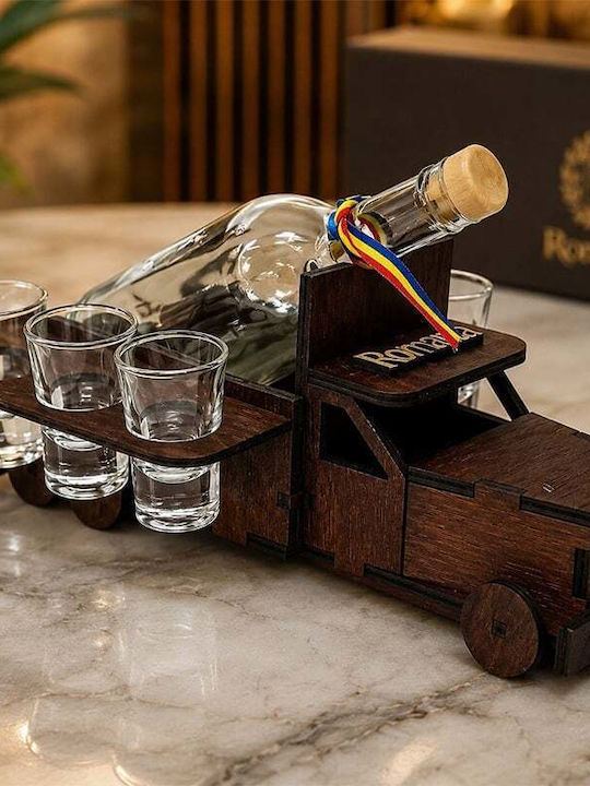 Velve Carafă de Servire 18cm cu Dop și Pahare Maro 700ml