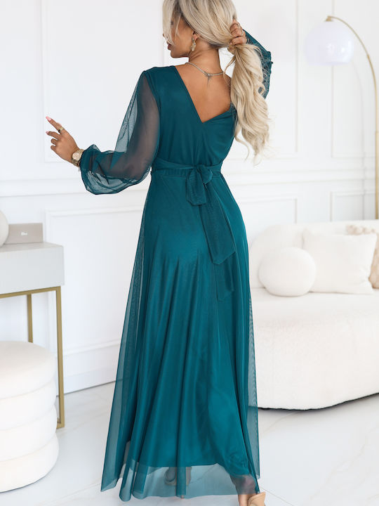 Лятна Maxi Рокля за Сватба / Кръщене с Тюл Sea Green