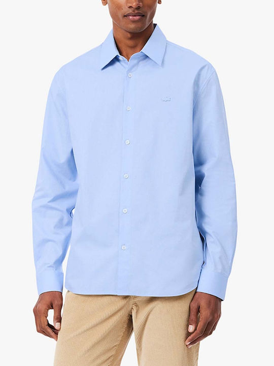 Lacoste Βαμβακερό Πουκάμισο Regular Fit Lightblue