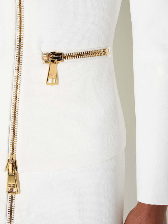 Women's Knitted Cardigan with Zipper White