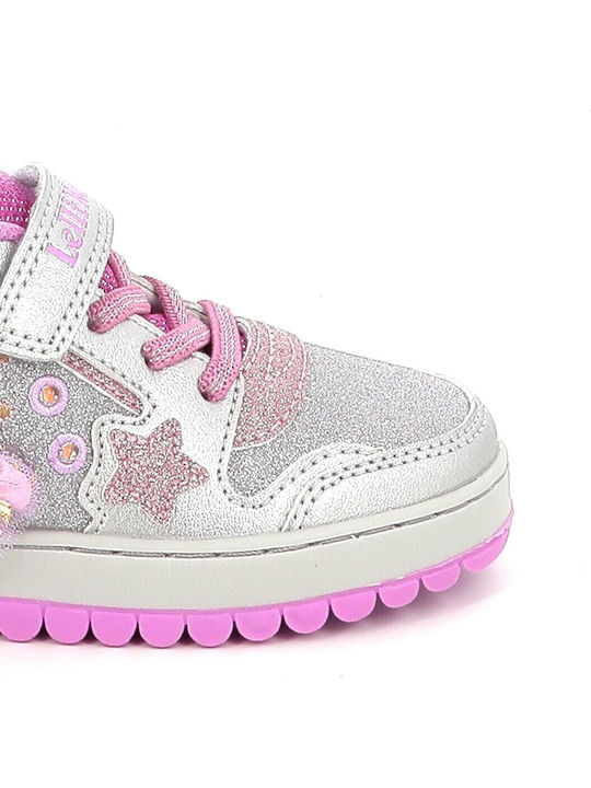 Mille Stelle Kids Sneakers with Hoop & Loop Closure & with Lights Silver