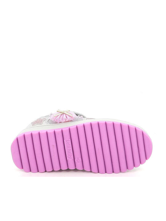 Mille Stelle Kids Sneakers with Hoop & Loop Closure & with Lights Silver