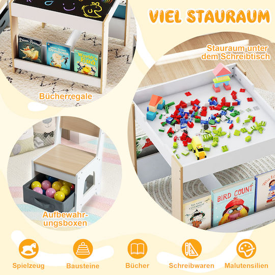Costway Kinder Tische Set mit Stühlen für Malerei Weiß Costway