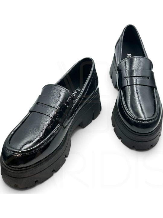 Leather Women's Moccasins In Black Color