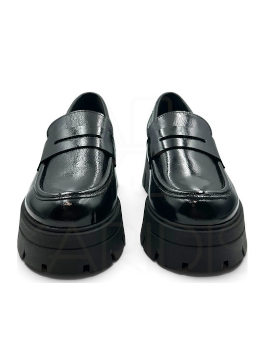 Leather Women's Moccasins In Black Color
