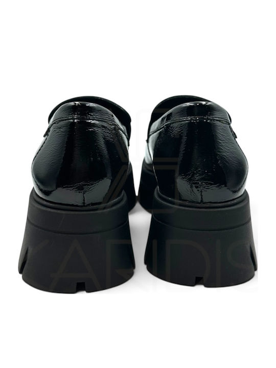 Leather Women's Moccasins In Black Color
