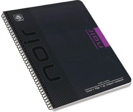 Typotrust Spiral Ruled Notebook A4 60 Paper Sheets 2 Subjects Noir Black Turquoise