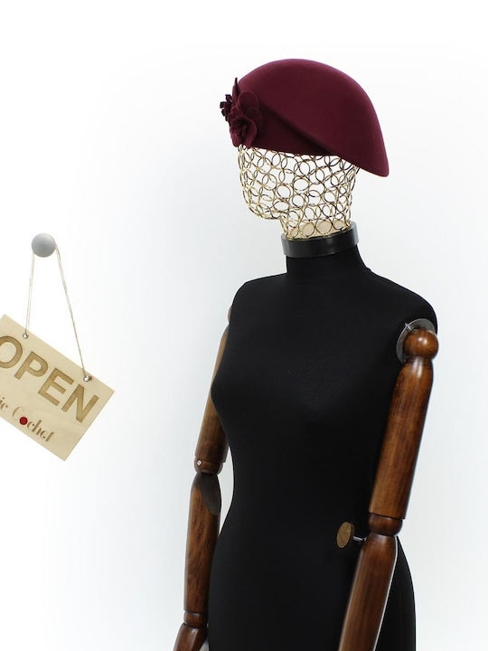 ButicCochet Pălărie Din Lână Burgundy Pentru Femei