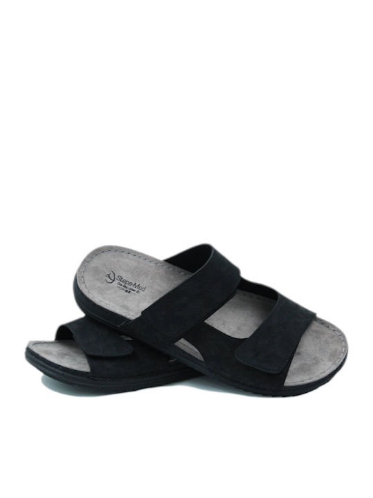 Leder Herrensandalen in Schwarz Farbe