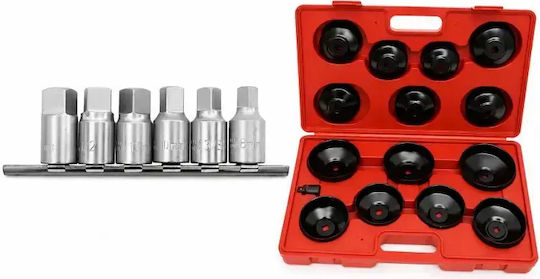 Kit pentru schimbul uleiului auto Kraft&dele Set de chei pentru filtre de ulei din 15 piese + Set de chei pentru dopuri de golire a uleiului din 6 piese