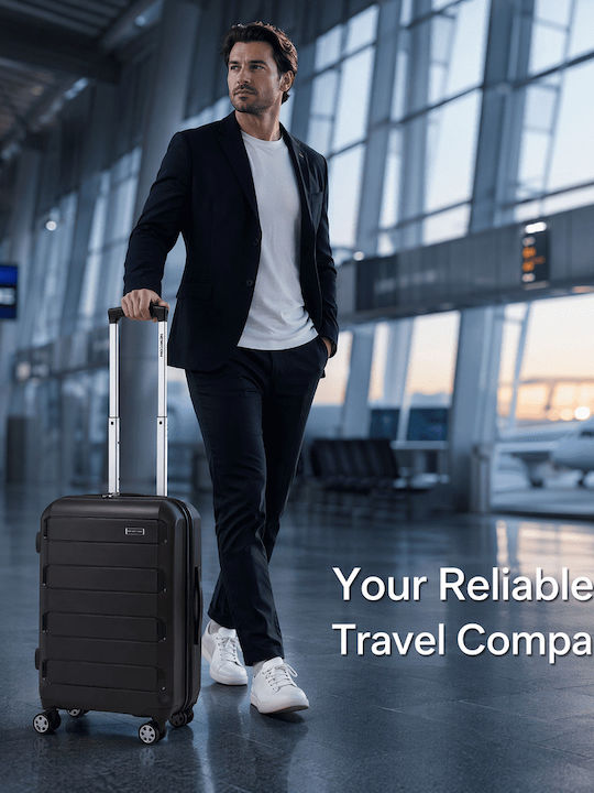 Newcom Cabin Hard Black Suitcase Height 50cm