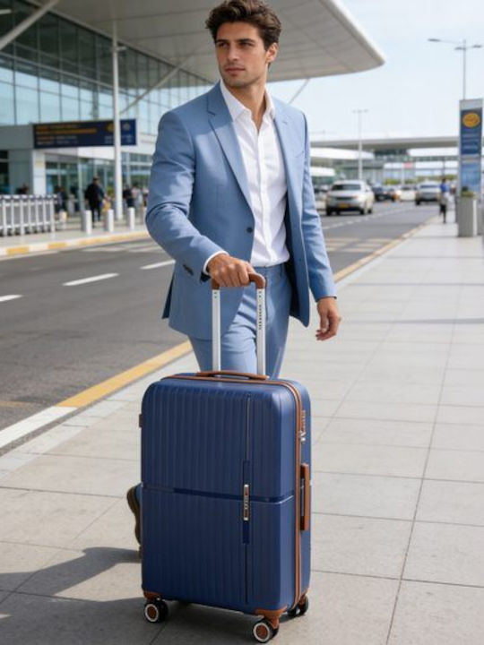 Newcom Large Hard Blue Travel Suitcase Height 76cm