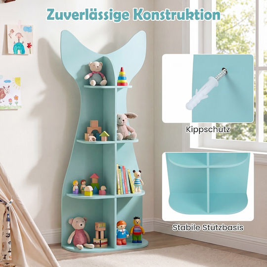Floor Wooden Bookcase Blue 120x20.5x48cm