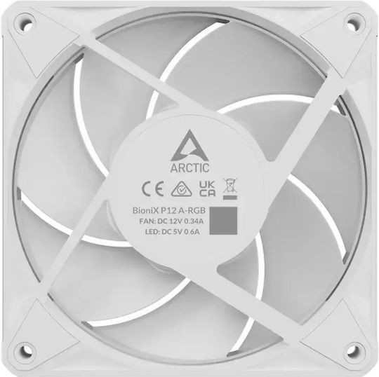 Arctic BioniX P12 A-RGB Вентилатор за кутия 120mm (3000rpm / 76cfm) със Свързване 4-изводна ШИМ Бял
