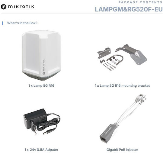 MikroTik LAMP 5G R16 External 5G Omnidirectional Antenna with Ethernet Connection