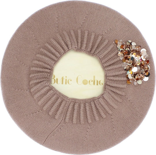 Beretă De Damă ButicCochet O Mărime Lână Design Cu Paiete Bej Bsc431