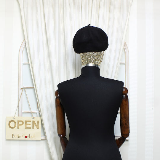 Beretă De Lână Pentru Femei ButicCochet O Singură Mărime Design Cu Accesorii Aurii Negre Bsc550