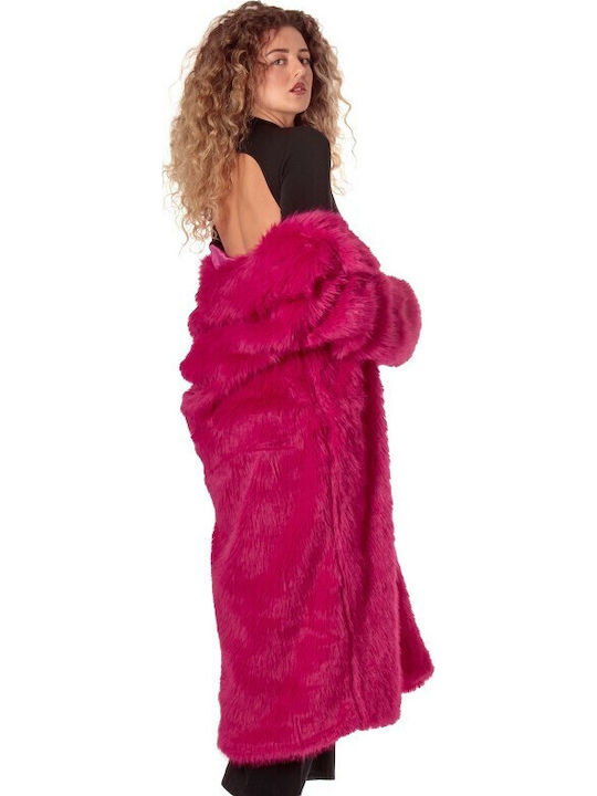 Long Women's Fuchsia Fur