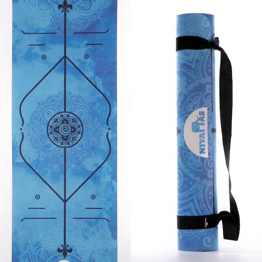 Niyamas Samatva Trainingsmatte Yoga Blau mit Tragegurt (185x68x0,5cm)