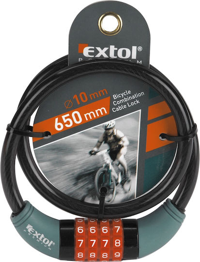 Extol Închizătoare Bicicletă Codificare 10x650mm Lanț De Blocare Negru