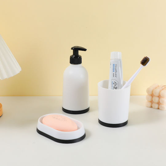 Relaxdays Badezimmerzubehör-Set Kunststoff Weiß 3 Stück