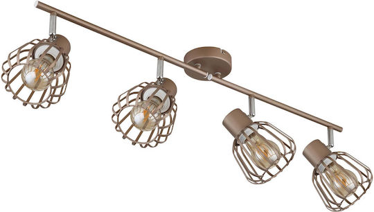 Globo Lighting Σποτ με 4 Φώτα σε Καφέ Χρώμα Globo Lighting Σποτ με 4 Φώτα σε Καφέ Χρώμα