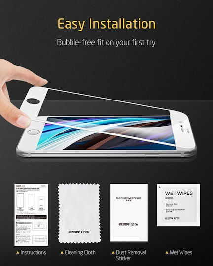 ESR Premium Quality Full Face Tempered Glass White (iPhone SE 2020 / 8 / 7)
