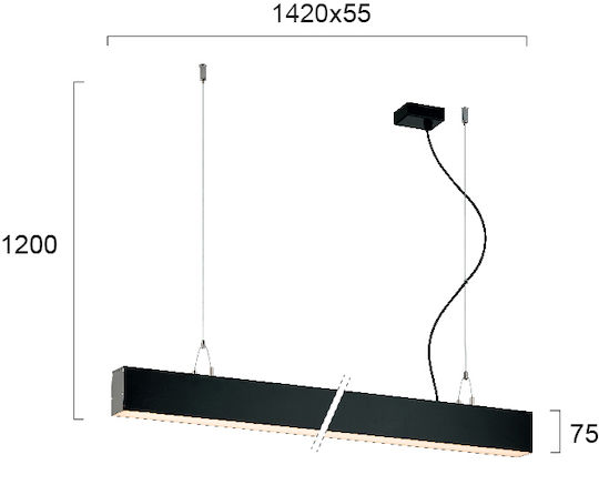 Viokef Direct+indirect LED Комерсиално Линейно Осветление Светило Таван Топло бяло Ш142xВ120см.