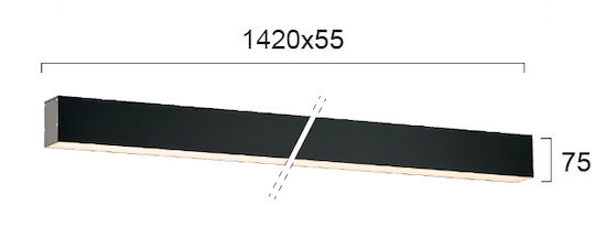 Viokef Direct+indirect Commercial Linear LED Wall Light 49W Warm White 142cm