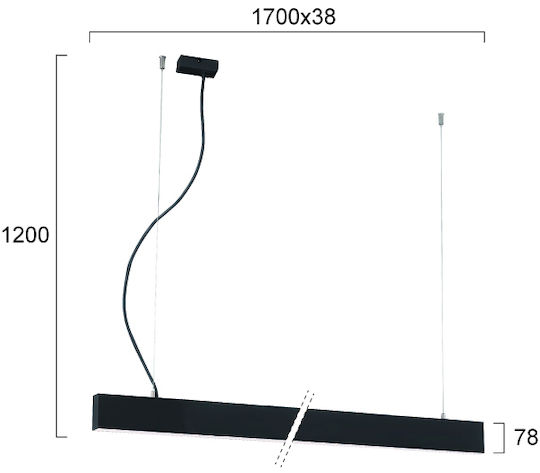 Viokef L1700 LED Lumina liniară Lumină Plafon 44W Alb natural L170xÎ120cm