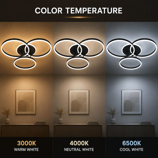 Lightplanet Lustră Negru LED cu Alb Natural Lumină