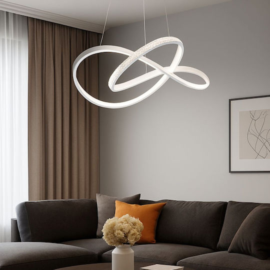 Lightplanet Lustră Alb LED cu Alb Natural Lumină cu cristale