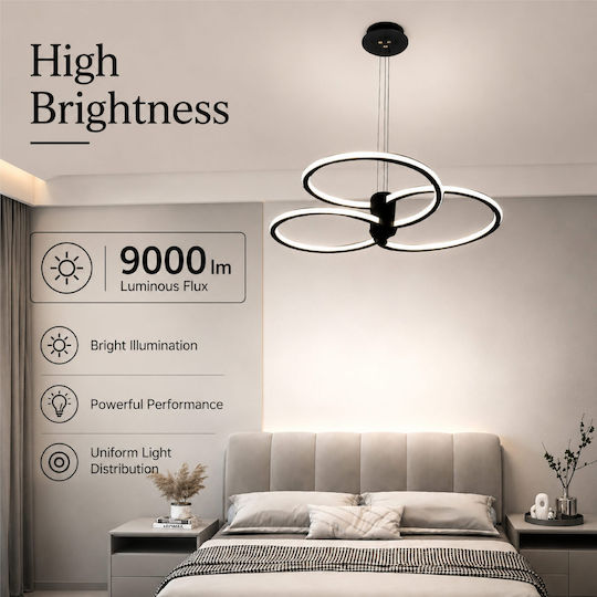 Lightplanet Lustră Negru LED cu Alb Natural Lumină