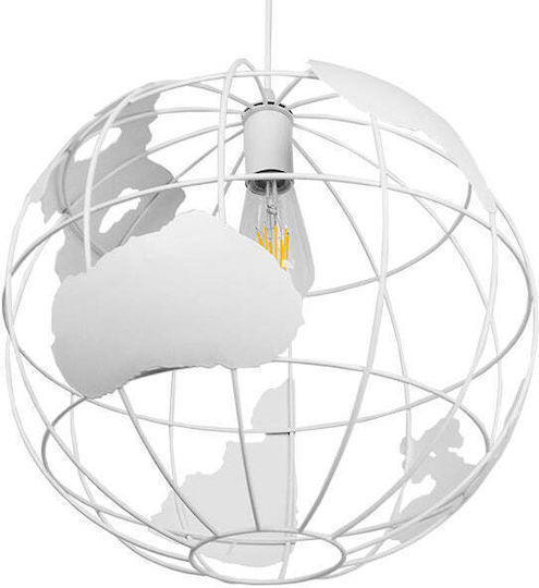 GloboStar Earth Lumini Suspendate Alb Cu Rețea Și Bază De Bec E27 40x40x40cm