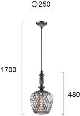 Viokef Salem Adjustable Pendant Light Black with Socket E27 25x250cm