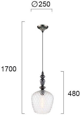 Viokef Salem Adjustable Pendant Light Black with Socket E27 25x250cm