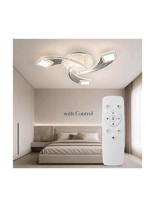 Lightplanet Plafonieră de Tavan Argintiu cu LED Integrat și Telecomandă