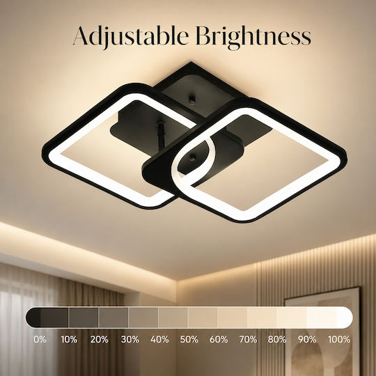Lightplanet Deckenleuchte 38cm Schwarz mit Integrierter LED und Fernbedienung