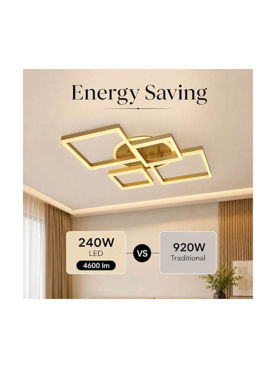 Lightplanet Plafonieră de Tavan Aurie cu LED Integrat